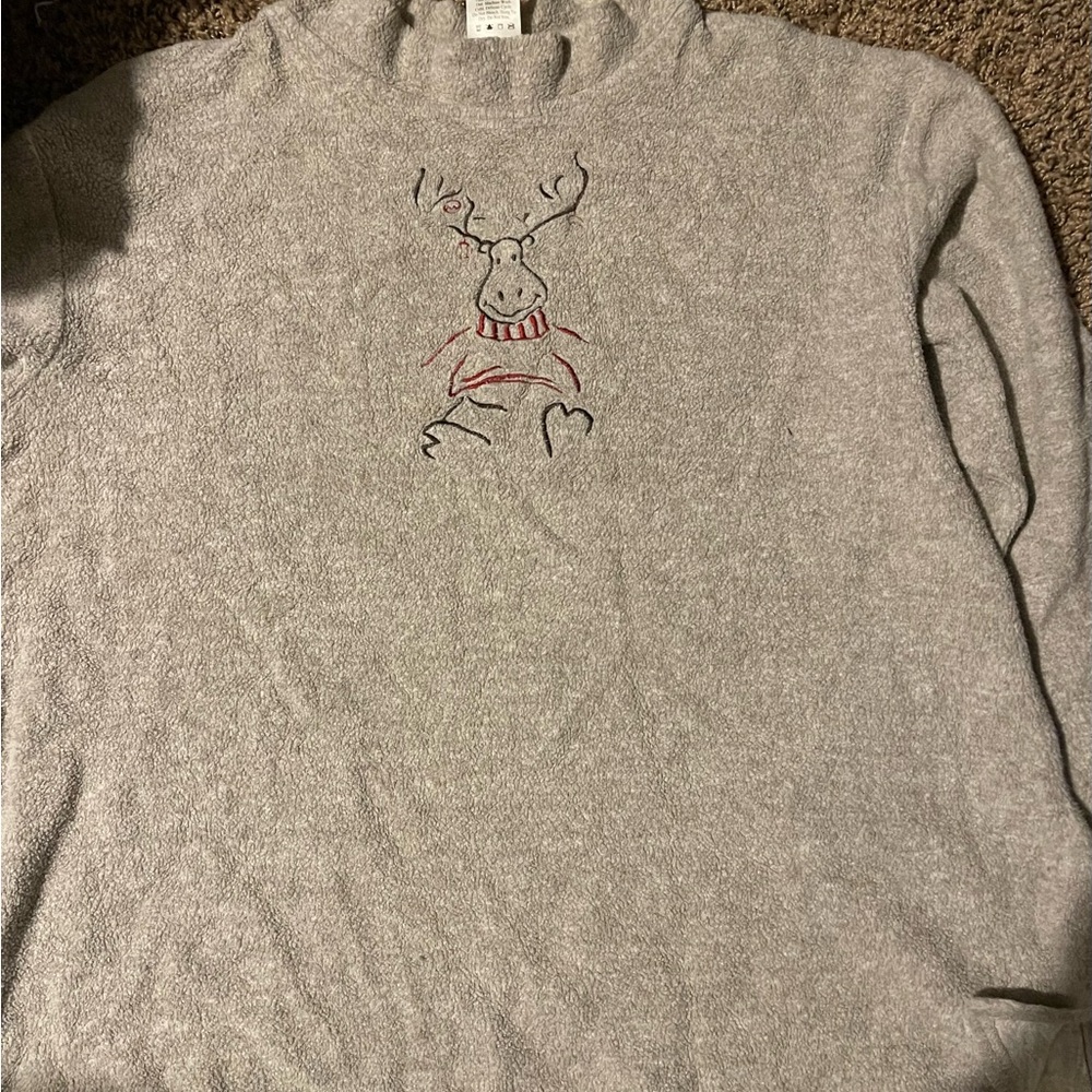 Coldwater Creek Gray Tunic with Moose Embroidery